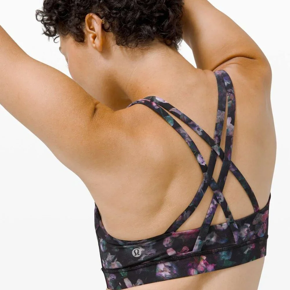 Lululemon Energy Bra Activate Pink Black Floral Multi Size 6